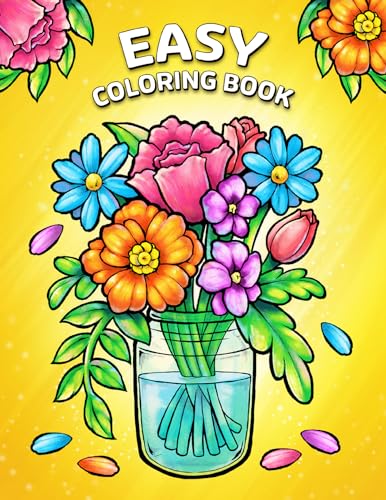 Easy Coloring Book: Large Print Designs for Adults and Seniors with 50 Simple Images of Animals, Flowers, Food, Objects, and More! (Easy Coloring Books) von Independently published