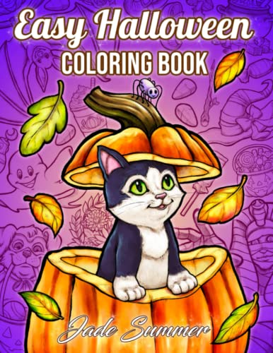 Easy Halloween: Large Print Designs for Adults and Seniors with 50 Simple Images to Celebrate Halloween! (Halloween Coloring Books)
