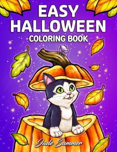 Easy Halloween: Large Print Designs for Adults and Seniors with 50 Simple Images to Celebrate Halloween! (Halloween Coloring Books)