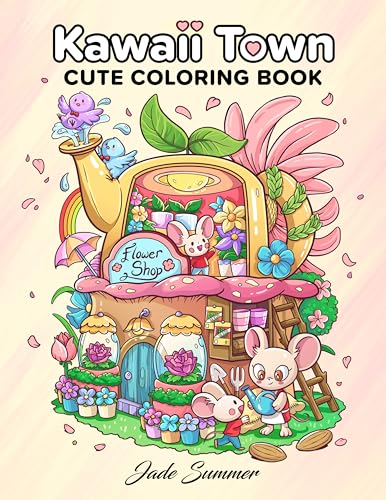 Kawaii Town: Coloring Book with Cute Animals, Tiny Buildings, and Playful Scenes for Stress Relief and Relaxation