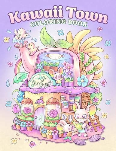 Kawaii Town: Coloring Book with Cute Animals, Tiny Buildings, and Playful Scenes for Stress Relief and Relaxation