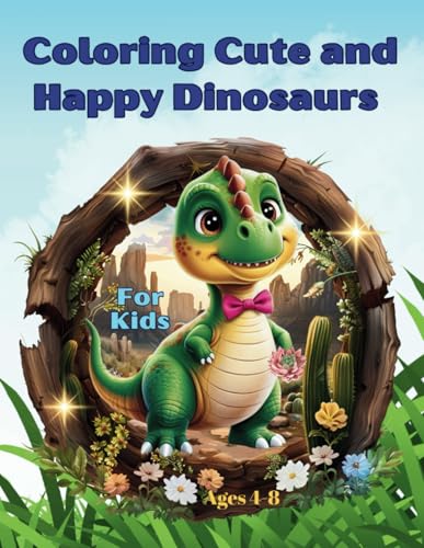 Coloring Cute and Happy Dinosaurs For Kids Ages 4-8: 40 Attractive drawings to develop creativity von Independently published