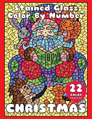 CHRISTMAS (Stained Glass Color by Number): Mosaic Color By Number Book for Adults Relaxation and Stress Relief