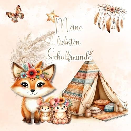 Meine liebsten Schulfreunde - Ein Freundebuch zum Ausfüllen & Ausmalen - Für Kinder ab 5 Jahren: Boho Woodland von Pixelzauber