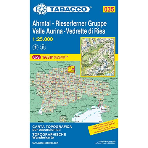 Ahrntal, Rieserferner Gruppe: Wanderkarte Tabacco 035. 1:25000: Valle Aurina . Vedrette di Ries (Carte topografiche per escursionisti, Band 35) von Tabacco editrice