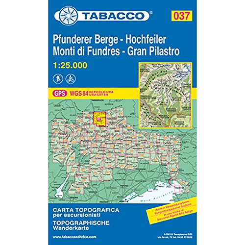 Hochfeiler, Pfunderer Berge: Wanderkarte Tabacco 037. 1:25000: GPS. UTM-Gitter (Carte topografiche per escursionisti, Band 37) von Tabacco editrice
