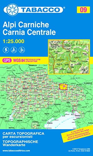 Karnische Alpen: Wanderkarte Tabacco 09. 1:25000: GPS. UTM-Gitter (Carte topografiche per escursionisti, Band 9)