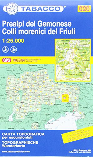 Prealpi Carniche e Giulie del Gemonese: Wanderkarte Tabacco 020. 1:25000 (Carte topografiche per escursionisti, Band 20) von Tabacco editrice