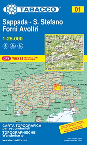 Sappada, S. Stefano, Forni Avoltri: Wanderkarte Tabacco. 1:25000: Val Visdende, Peralba, Volaia, Coglians/Hohe Warte, Val Pesarina, Terze, Clap, ... topografiche per escursionisti, Band 1) von Tabacco editrice