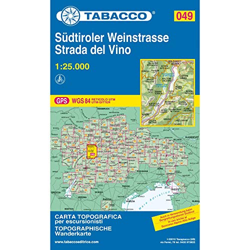 Tabacco Südtiroler Weinstrasse Strada del Vino 1:25.000 (Carte topografiche per escursionisti, Band 49) Tabacco Südtiroler Weinstrasse Strada del Vino 1:25.000 (Carte topografiche per escursionisti, Band 49)