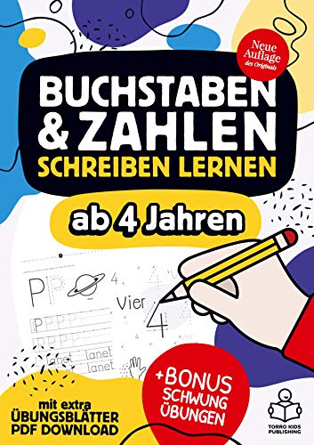Buchstaben und Zahlen schreiben lernen ab 4 Jahren - mit Bonus Schwungübungen und extra Übungsblätter als PDF Download.: Fördert Konzentration und ... in Kindergarten, Vorschule und Grundschule Buchstaben und Zahlen schreiben lernen ab 4 Jahren - mit Bonus Schwungübungen und extra Übungsblätter als PDF Download.: Fördert Konzentration und ... in Kindergarten, Vorschule und Grundschule