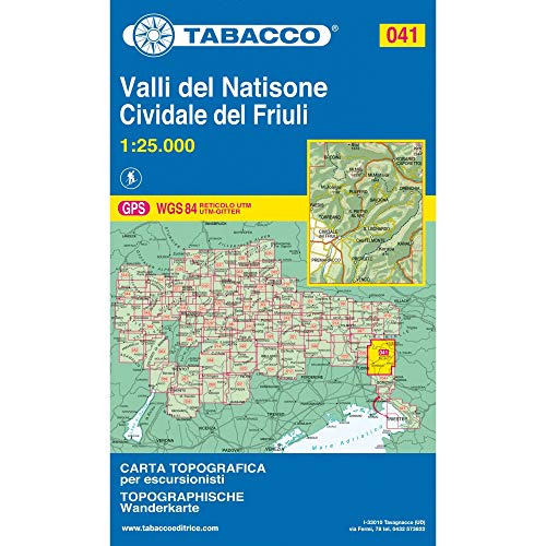 Valli del Natisone, Cividale del Friuli: Wanderkarte Tabacco 041 1:25 000: Mit UTM-Gitter GPS (Carte topografiche per escursionisti, Band 41)