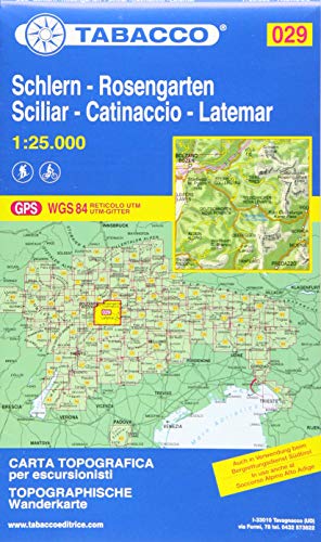 Schlern, Rosengarten, Latemar, Regglberg: Wanderkarte Tabacco 029. 1:25000 (Cartes Topograh): GPS. UTM-Gitter (Carte topografiche per escursionisti, Band 29)