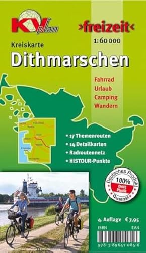 Dithmarschen Kreis: Freizeitkarte in 1:60.000 mit aktuellem Radroutennetz,17 Themenrouten, 14 Detailkarten in 1:25.000 (KV-Schleswig-Holstein-Karten) von Kommunalverlag Tacken