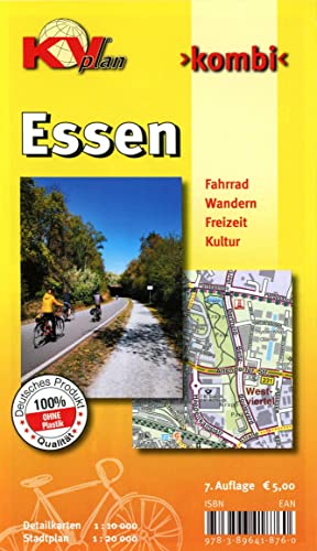 Essen - Stadtplan: KVplan, Radkarte/Wanderkarte/Stadtplan, 1:20.000 / 1:10.000