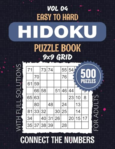 Hidoku Puzzle Book: Consecutive Number-Snake Magic, 500 Easy To Hard Level Puzzles To Sharpen Your Critical Thinking, 9x9 Grids For Enthusiastic Problem Solvers, Solutions Included, Vol 04