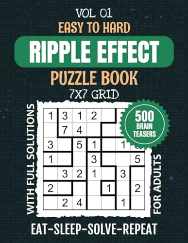 Ripple Effect Puzzle Book: 500 Easy To Hard Levels Hakyuu Puzzles To Elevate Your Problem-Solving Skills, 7x7 Grid Brainteasers, A Strategic Workout For Your Mind, Full Solutions Included, Vol 01