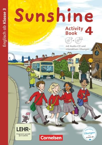 Sunshine - Englisch ab Klasse 3 - Allgemeine Ausgabe 2015 - 4. Schuljahr: Activity Book mit interaktiven Übungen online - Mit CD-ROM, Audio-CD, Minibildkarten und Faltbox