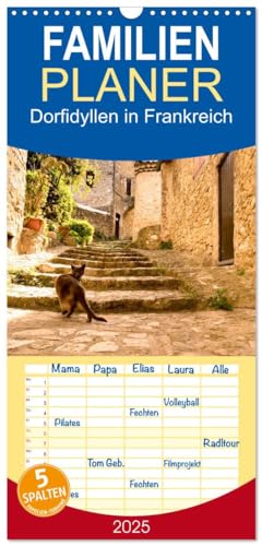 Familienplaner 2025 - Dorfidyllen in Frankreich mit 5 Spalten (Wandkalender, 21 cm x 45 cm), CALVENDO