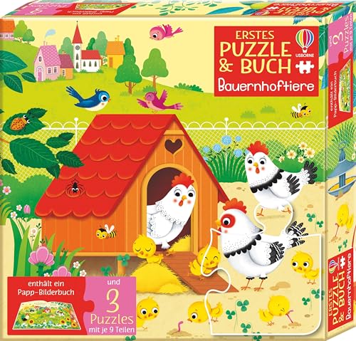 Erstes Puzzle & Buch: Bauernhoftiere: drei 9-teilige Puzzle plus Buch (Erstes-Puzzle-und-Buch-Reihe) von Usborne Publishing
