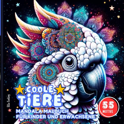 Coole Tiere Mandala Malbuch für Mädchen, Jungen ab 10 Jahren und Erwachsene: 55 bezaubernde Mandalas (Koala, Waschbär, Tapir, Blauwal und mehr) zum Ausmalen und Entspannen