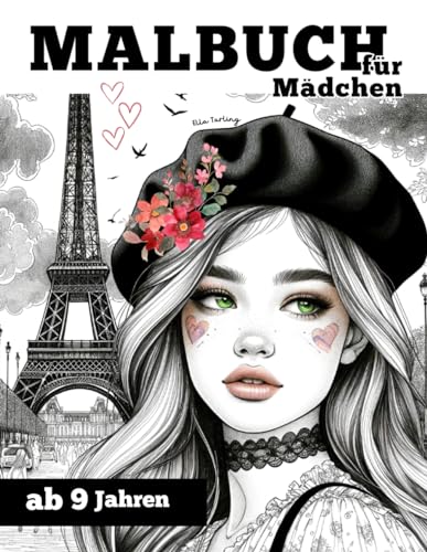 Malbuch für Mädchen ab 9 Jahre. Das schöne Geschenk für Mädchen, Teenager & Erwachsene: 50 bezaubernde Motive (Portraits, Regenbogen, Pferde, Tiere, Muster) für Stressabbau und Kreativität von Independently published