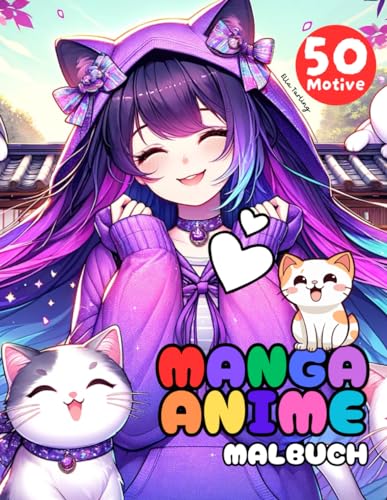 Manga Anime Shojo Malbuch für Mädchen ab 8 Jahren: Das perfekte Geschenk für Teenager, Mädchen und Jungs: 50 schöne Motive (Porträts, Kawaii Tiere und mehr) zum Ausmalen und Entspannen von Independently published