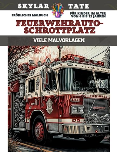 Fröhliches Malbuch für Kinder im Alter von 6 bis 12 Jahren - Feuerwehrauto-Schrottplatz - Viele Malvorlagen