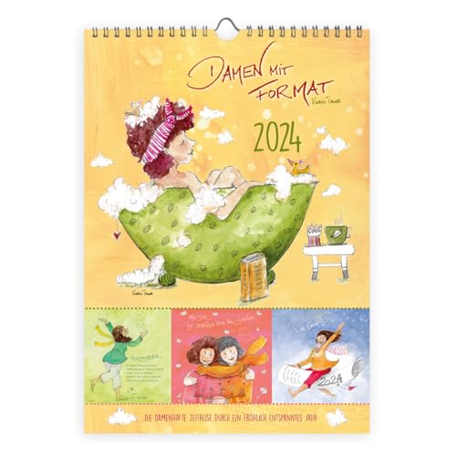 Wandkalender 2024 A4 "Damen mit Format" zum Aufhängen I Inspirierende Gedanken Kalender I Für Zuhause oder das Büro, 14 Seiten Monatsplaner für (Power) Frauen, kreiert von Karin Tauer von Grätz Verlag GmbH