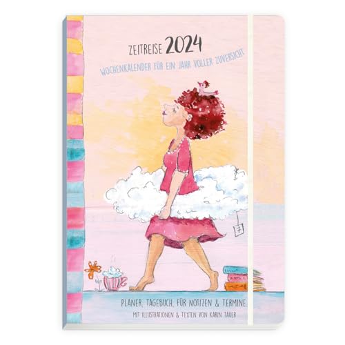 Taschenkalender 2024 Buchkalender A5 I Handlicher Wochenplaner von Karin Trauer (Damen mit Format) I Terminplaner und Tagebuch mit 2 Seiten pro Woche I Elegantes Hardcover