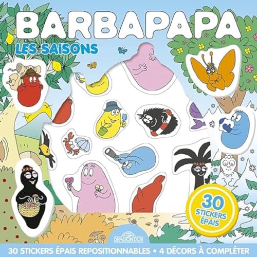 Barbapapa - Pochette de stickers repositionnables - Les saisons: 30 stickers épais
