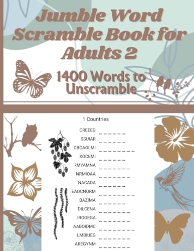 Jumble Word Scramble Book for Adults 2: 1400 Words to Unscramble with Solutions to Challenge Yourself (Relaxing Challenging Activity Books for Adults) von Independently published
