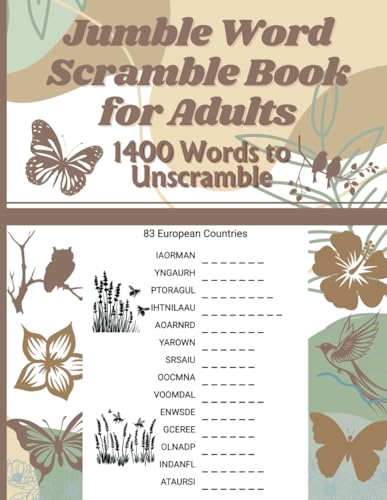 Jumble Word Scramble Book for Adults: 1400 Words to Unscramble with Solutions to Challenge Yourself (Relaxing Challenging Activity Books for Adults) von Independently published