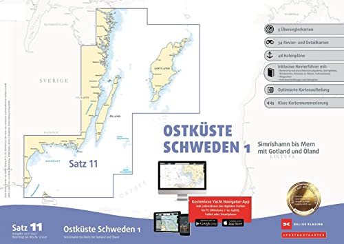 Sportbootkarten Satz 11: Ostküste Schweden 1 (Ausgabe 2021/2022): Simrishamn bis Mem mit Gotland und Öland