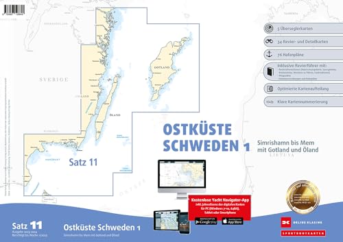 Sportbootkarten Satz 11: Ostküste Schweden 1 (Ausgabe 2023/2024): Simrishamn bis Mem mit Gotland und Öland