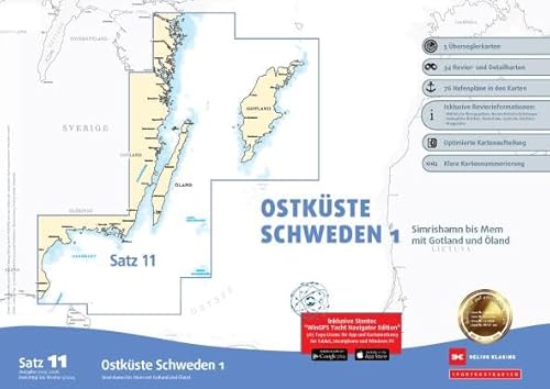 Sportbootkarten Satz 11: Ostküste Schweden 1 (Ausgabe 2025/2026): Simrishamn bis Mem mit Gotland und Öland von Delius Klasing Verlag