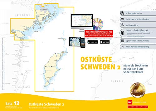Sportbootkarten Satz 12: Ostküste Schweden 2 (Ausgabe 2020/2021): Mem bis Stockholm mit Gotland und Södertäljekanal