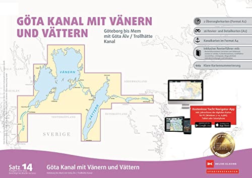 Sportbootkarten Satz 14: Göta Kanal mit Vänern und Vättern (Ausgabe 2022/2023): Göteborg bis Mem mit Göta Älv und Trollhätte Kanal