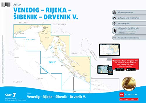 Sportbootkarten Satz 7: Adria 1 (Ausgabe 2019/2020): Venedig - Rijeka - Sibenik - Drvenik V.