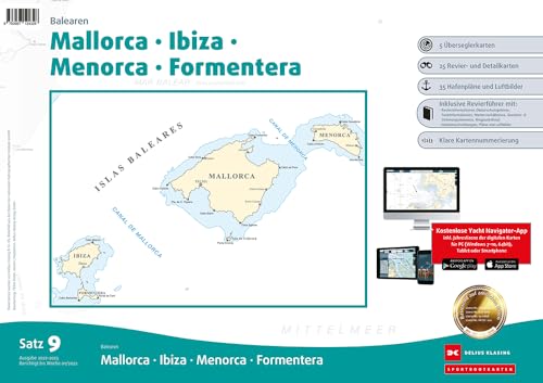 Sportbootkarten Satz 9: Balearen (Ausgabe 2022/2023): Mallorca - Ibiza - Menorca - Formentera von Delius Klasing Vlg GmbH