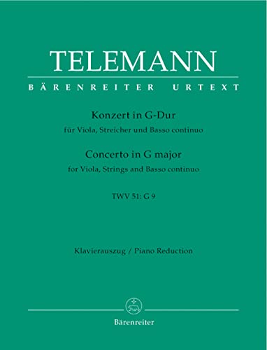 George Philipp Telemann: Conzerto For Viola In G TWV 51: 9 (Viola/Piano). Für Bratsche, Klavierbegleitung
