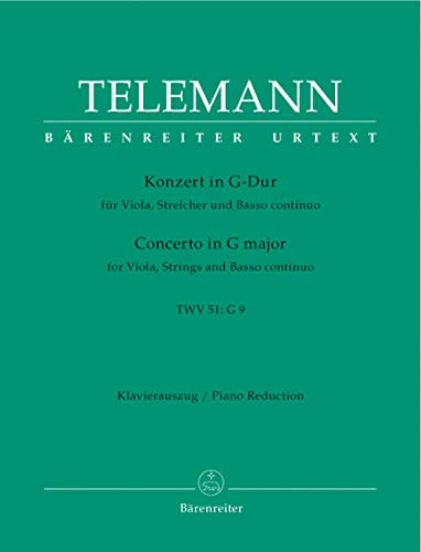George Philipp Telemann: Conzerto For Viola In G TWV 51: 9 (Viola/Piano). Für Bratsche, Klavierbegleitung