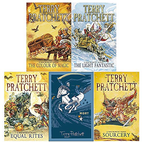 discworld novel series 1 :1 to 5 books collection set (the colour of magic, the light fantastic, equal rites, mort, sourcery)
