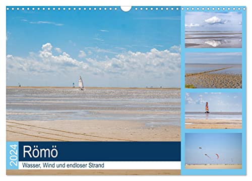 Römö - Wasser, Wind und endloser Strand (Wandkalender 2024 DIN A3 quer), CALVENDO Monatskalender