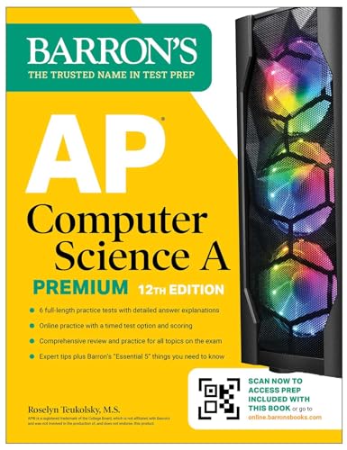AP Computer Science A Premium, 2024: 6 Practice Tests + Comprehensive Review + Online Practice (Barron's AP Prep) von Barrons Educational Services