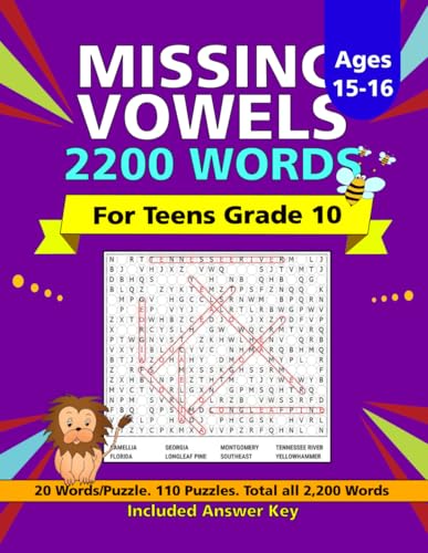 2200 Missing Vowels Word Search: 110 Puzzles, 2200 Words, With Interesting Themes, Designed For Teens Ages 15-16 2200 Missing Vowels Word Search: 110 Puzzles, 2200 Words, With Interesting Themes, Designed For Teens Ages 15-16 von Independently published