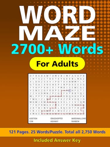 2700+ Word Maze Puzzles: 110 Puzzles, with Interesting Themes, 25 Words Per Puzzle, For Adults, Seniors, and Teens 2700+ Word Maze Puzzles: 110 Puzzles, with Interesting Themes, 25 Words Per Puzzle, For Adults, Seniors, and Teens von Independently published