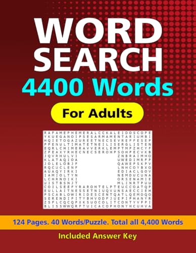 4400 Word Search Puzzles: 110 Large Print Puzzles with Interesting Themes, For Adults Seniors and Teens. 4400 Word Search Puzzles: 110 Large Print Puzzles with Interesting Themes, For Adults Seniors and Teens. von Independently published
