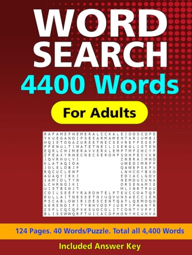 4400 Word Search Puzzles: 110 Puzzles with Interesting Themes, For Adults Seniors and Teens. 4400 Word Search Puzzles: 110 Puzzles with Interesting Themes, For Adults Seniors and Teens. von Independently published
