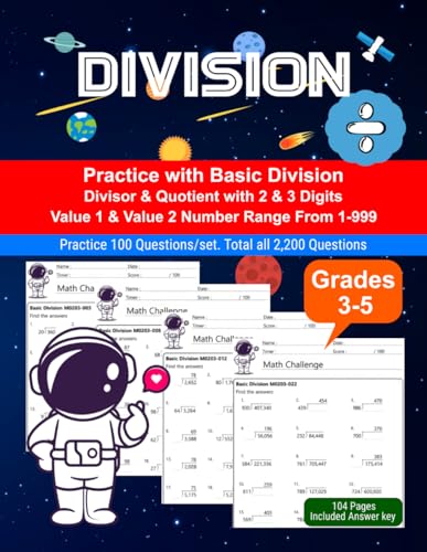 Division: Math Drill, Practice Book, Workbook, Divide, Grades 3-5, Ages 8-11 Division: Math Drill, Practice Book, Workbook, Divide, Grades 3-5, Ages 8-11 von Independently published